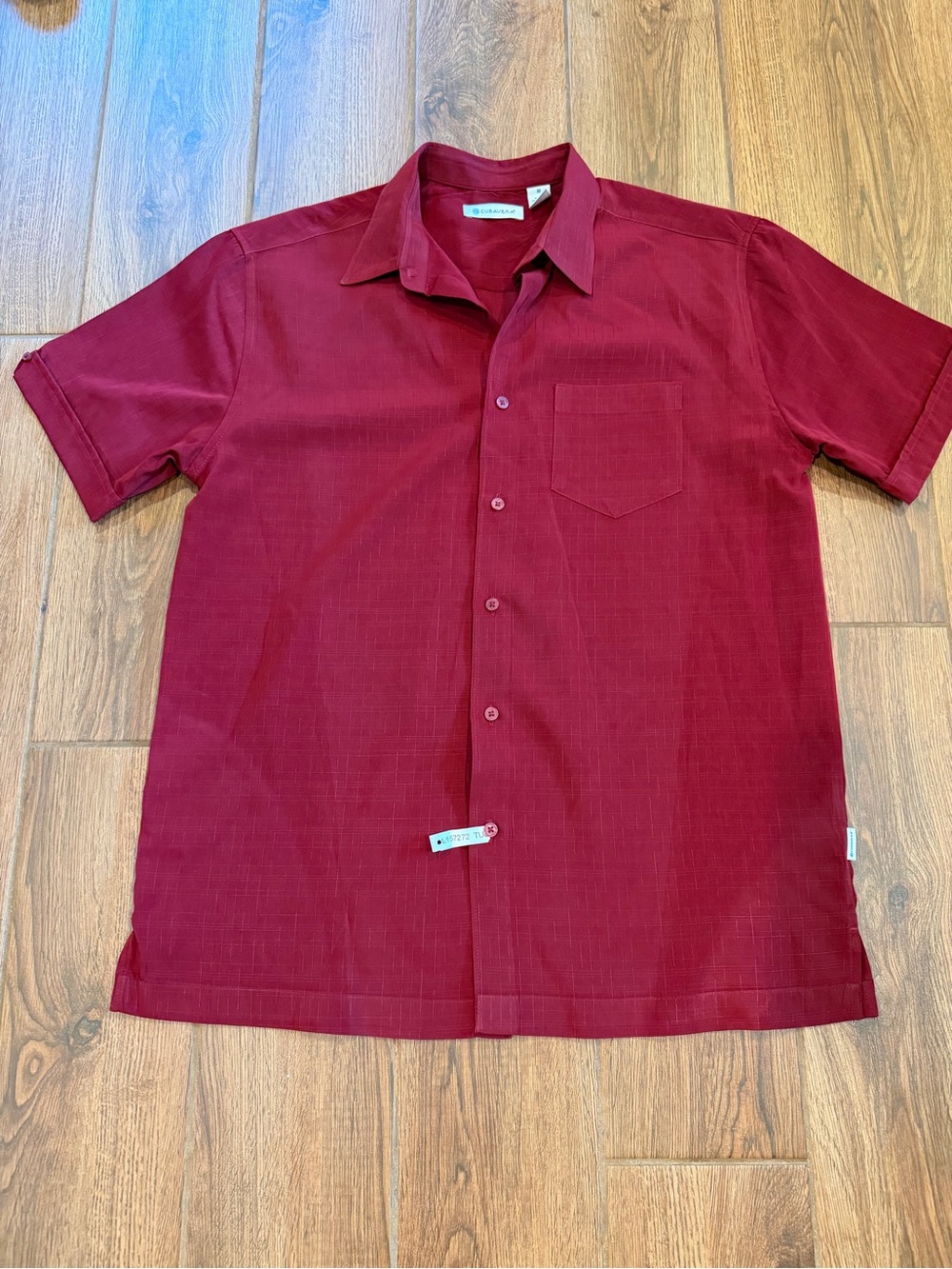 Cubavera Men's Short-Sleeve Button-Down Shirt in Burgundy / medium